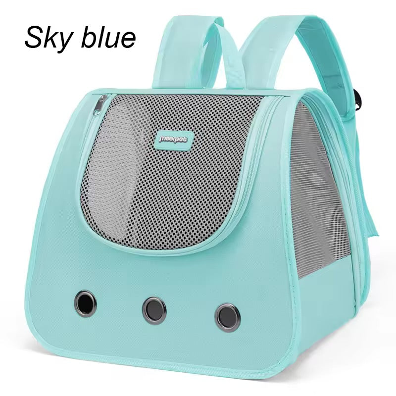 Foldable Cat Dog Backpack – Breathable Double-Shoulder Pet Carrier
