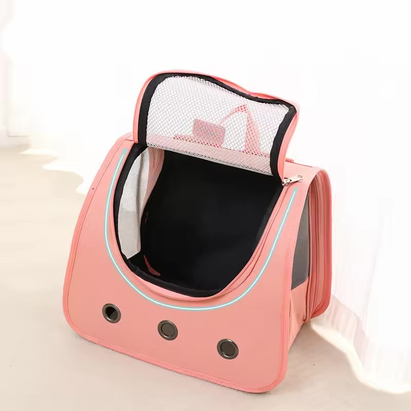 Foldable Cat Dog Backpack – Breathable Double-Shoulder Pet Carrier