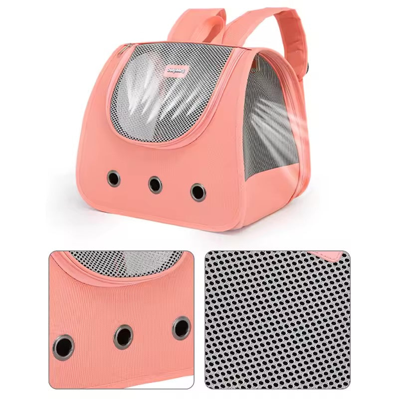 Foldable Cat Dog Backpack – Breathable Double-Shoulder Pet Carrier
