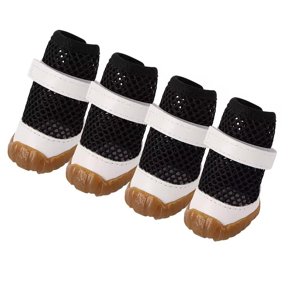 4PCS Non-Slip Breathable Dog Boots – Soft, Summer Pet Shoes