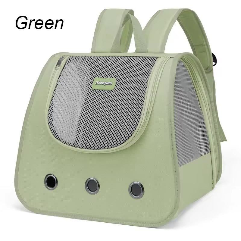 Foldable Cat Dog Backpack – Breathable Double-Shoulder Pet Carrier
