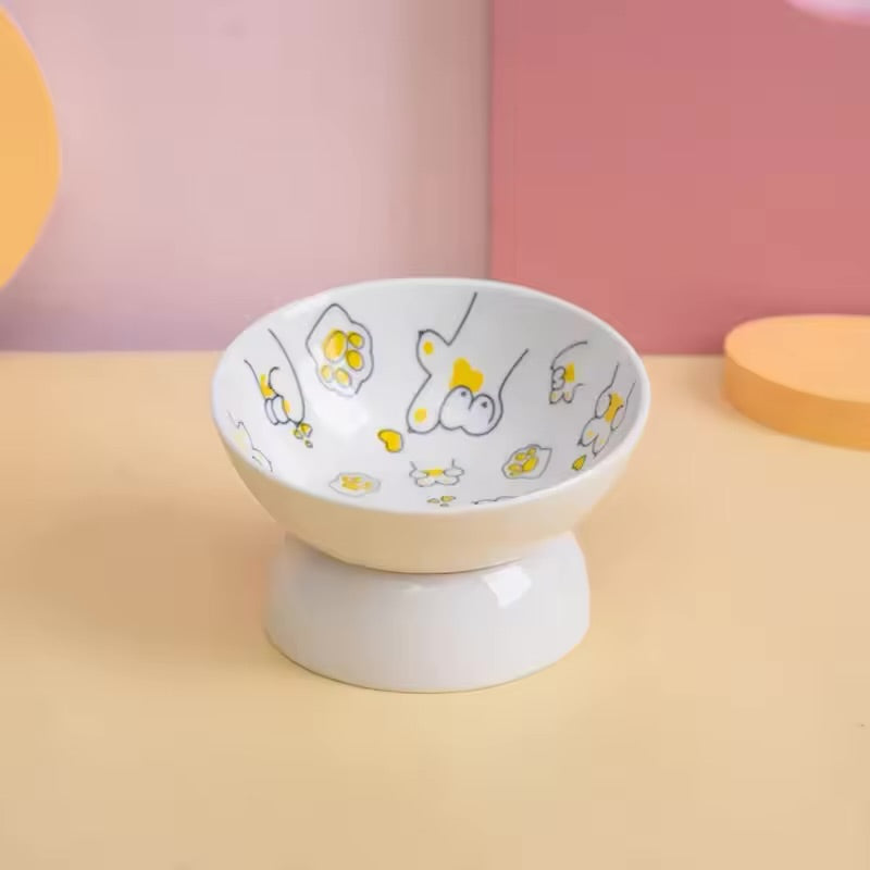 Cat Elevated Ceramic Bowl