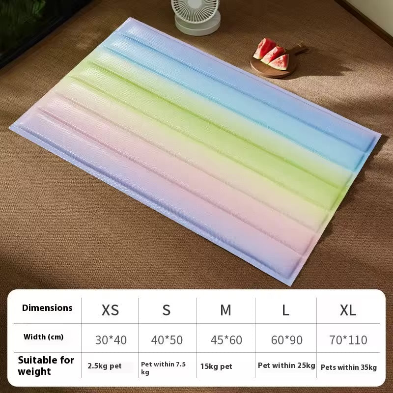 Pet Cool Ice Nest Mat – Rainbow Gradient Summer Bed