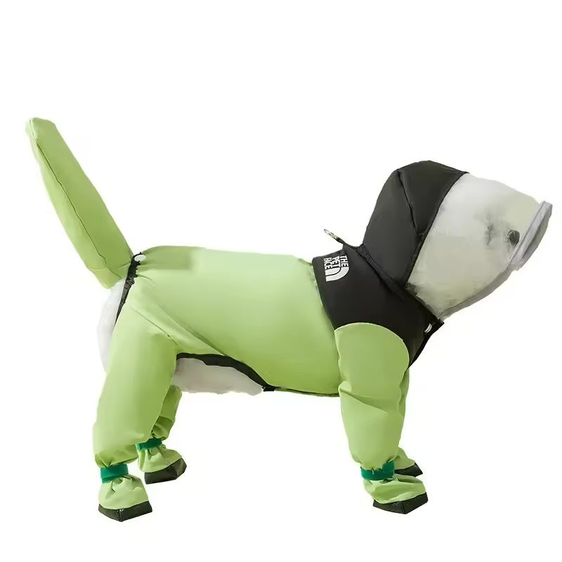 Waterproof Dog Raincoat with Hood and Boots – Pet Jumpsuit Jacket for Dogs and Cats