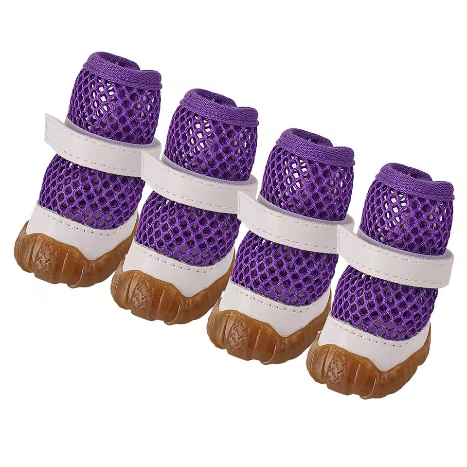 4PCS Non-Slip Breathable Dog Boots – Soft, Summer Pet Shoes