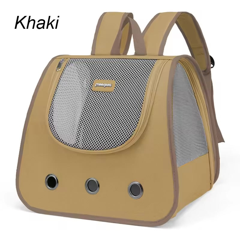 Foldable Cat Dog Backpack – Breathable Double-Shoulder Pet Carrier