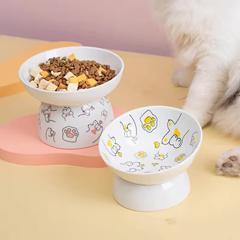 Cat Elevated Ceramic Bowl