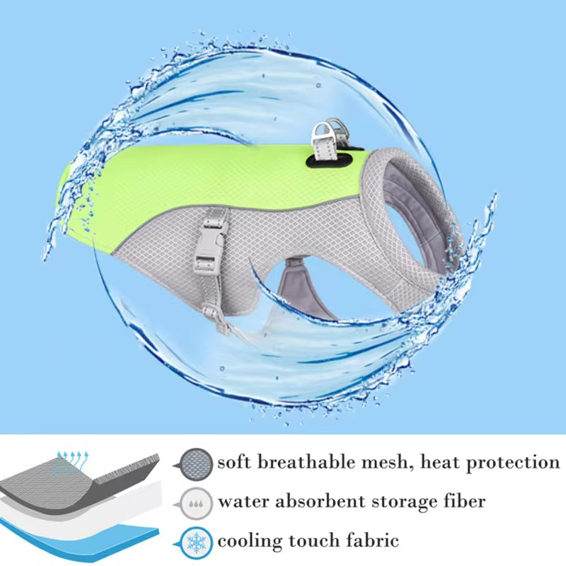 Reflective Dog Cooling Vest Harness – Quick-Release Summer Jacket