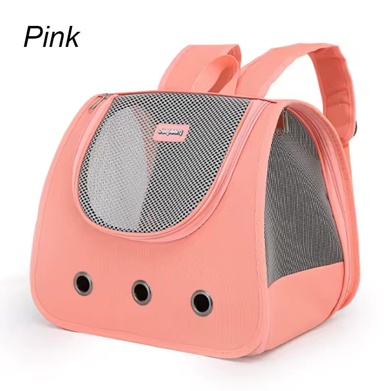 Foldable Cat Dog Backpack – Breathable Double-Shoulder Pet Carrier