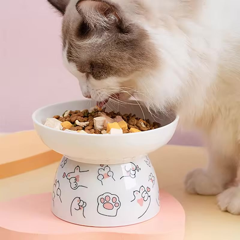 Cat Elevated Ceramic Bowl