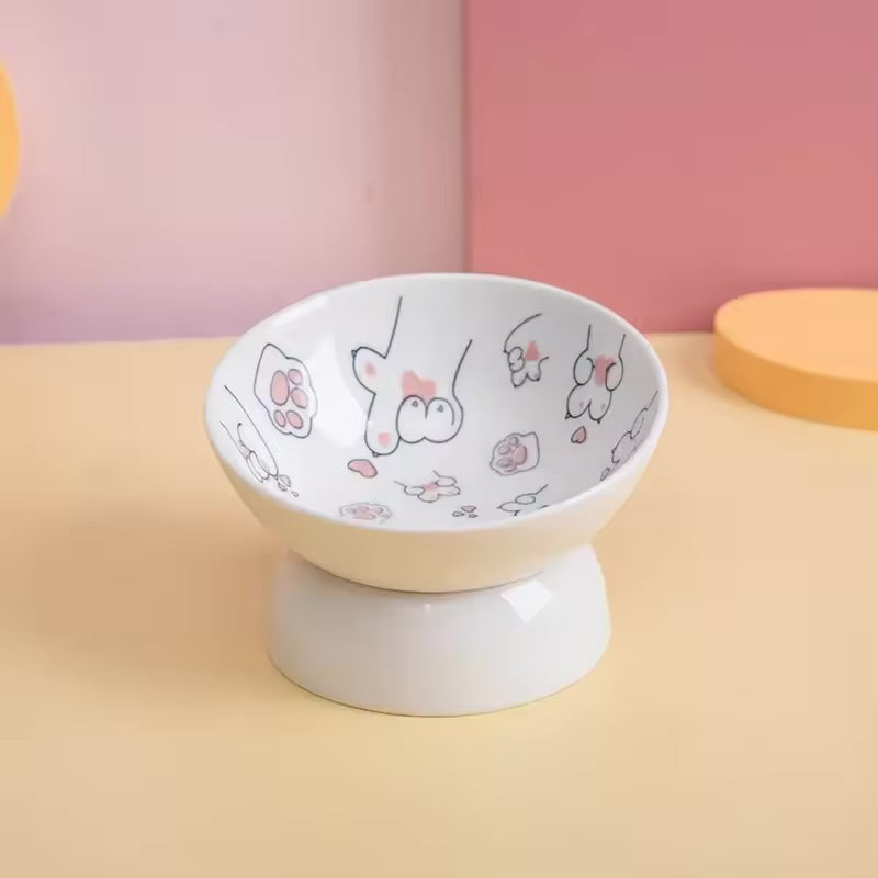 Cat Elevated Ceramic Bowl