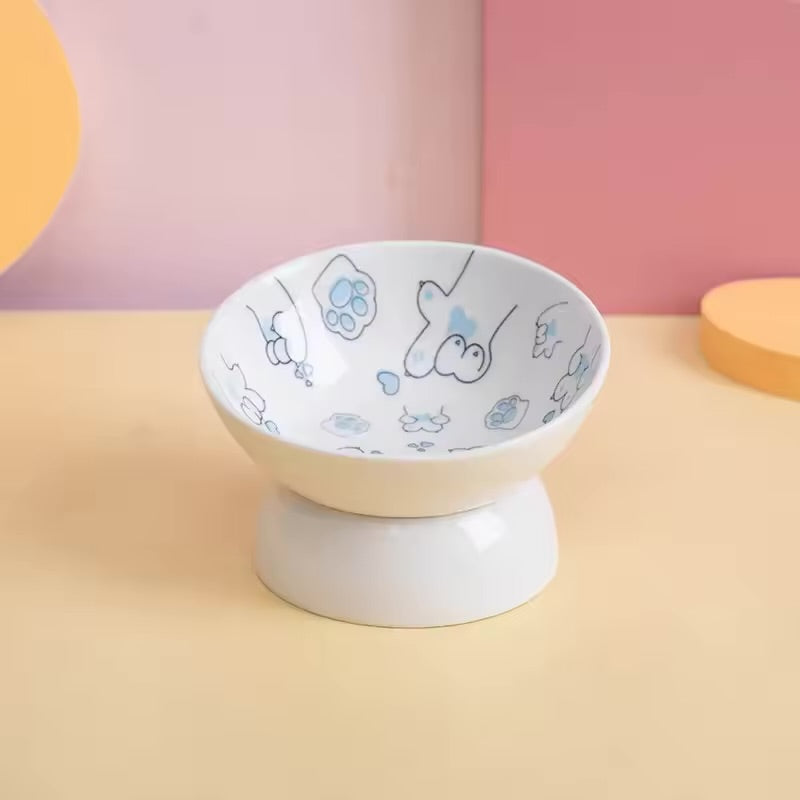 Cat Elevated Ceramic Bowl