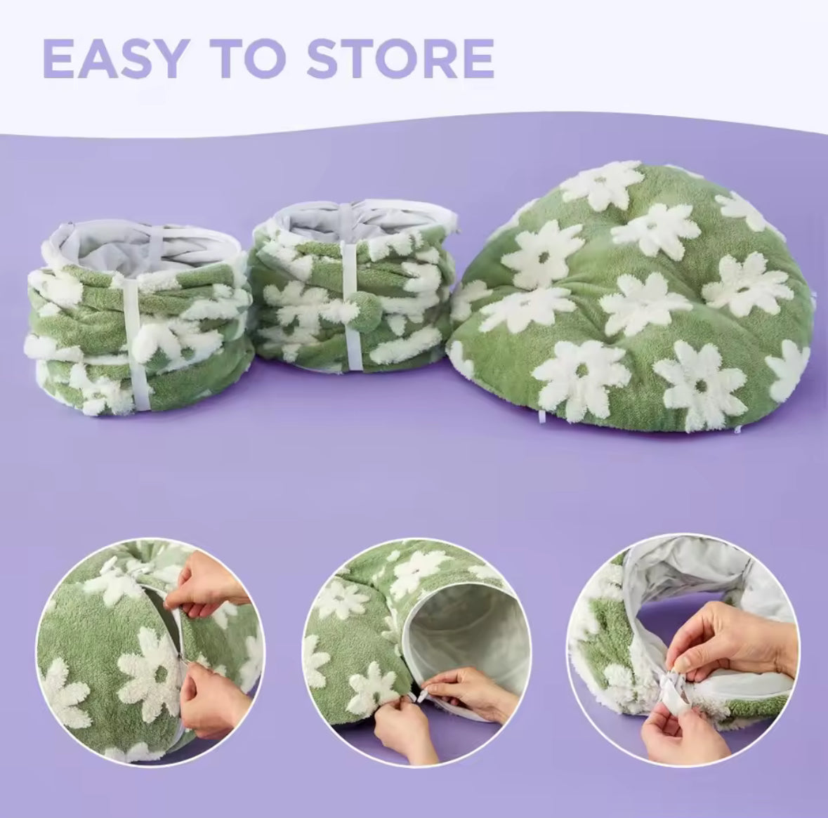 Cat Tunnel Bed for Indoor - Cute Cat Donut Tunnel with Washable Circle Cushion, Round Pet Peekaboo Cave Cats Toys