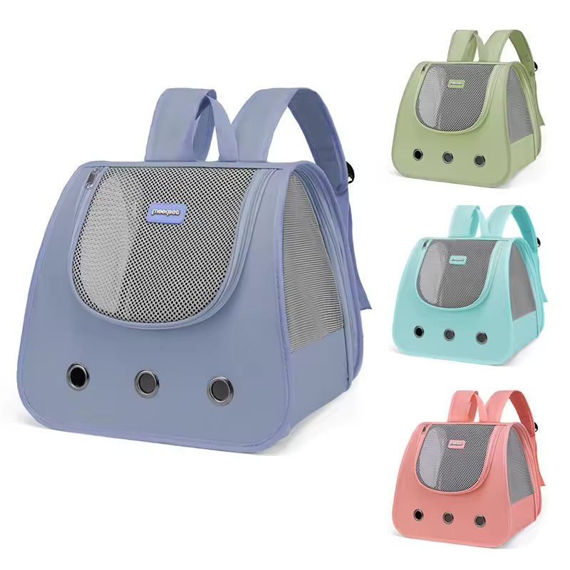 Foldable Cat Dog Backpack – Breathable Double-Shoulder Pet Carrier