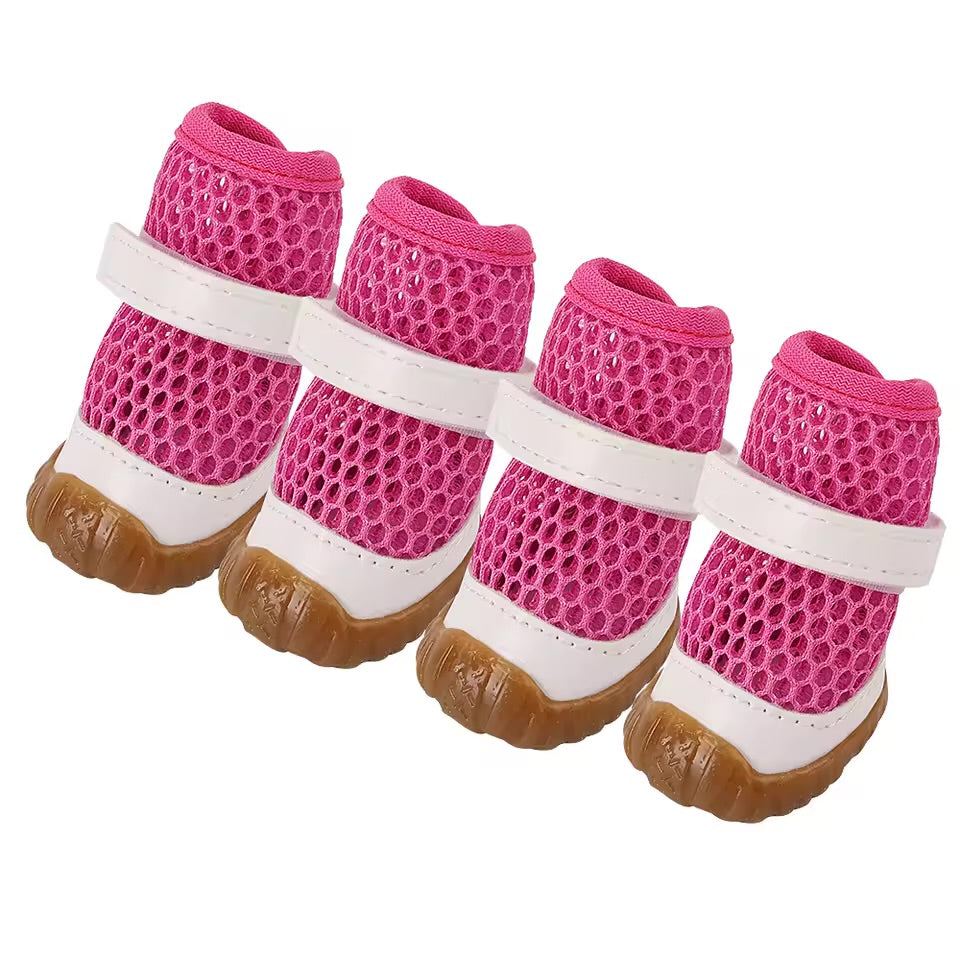 4PCS Non-Slip Breathable Dog Boots – Soft, Summer Pet Shoes