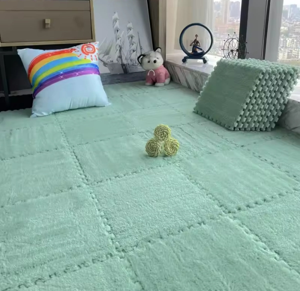 Striped splicing carpet floor mat