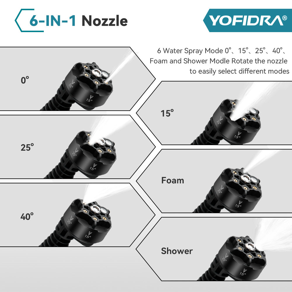 YOFIDRA 100Bar 6-in-1 Electric Washer Gun