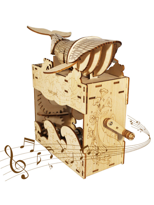 "Beautiful Seaside" 3d Wooden Puzzle Hand Whale with music box