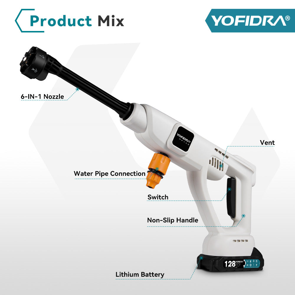 YOFIDRA 100Bar 6-in-1 Electric Washer Gun