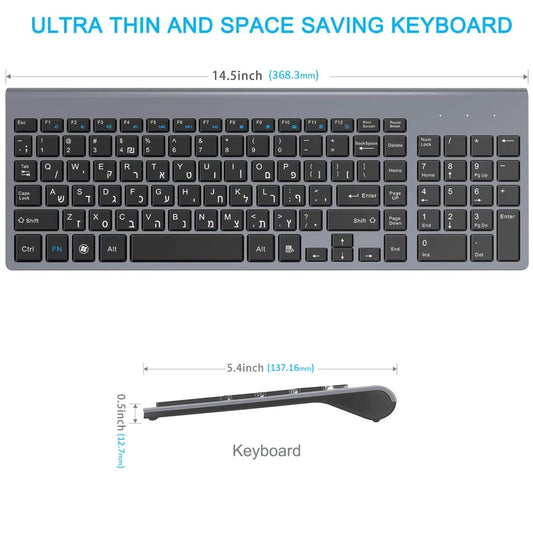 QWERTZ Layout Ultra Slim 101 Keys Wireless Keyboard