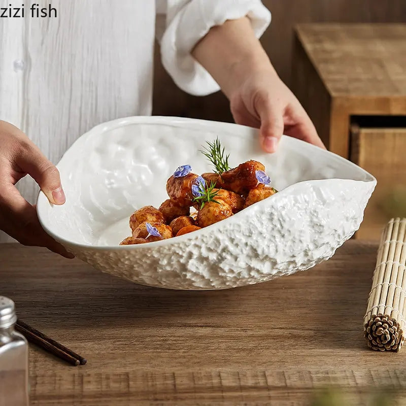 Shell-shaped Edge Ceramic Main Dish Tableware