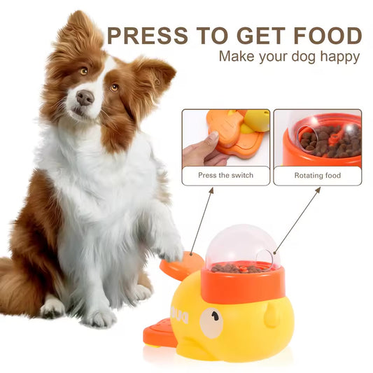 Yellow Duck-Shaped Interactive Dog Treat Dispenser