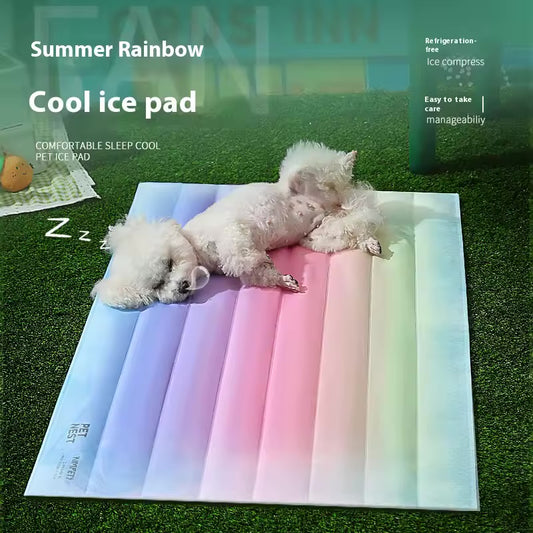 Pet Cool Ice Nest Mat – Rainbow Gradient Summer Bed