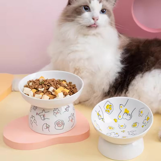 Cat Elevated Ceramic Bowl