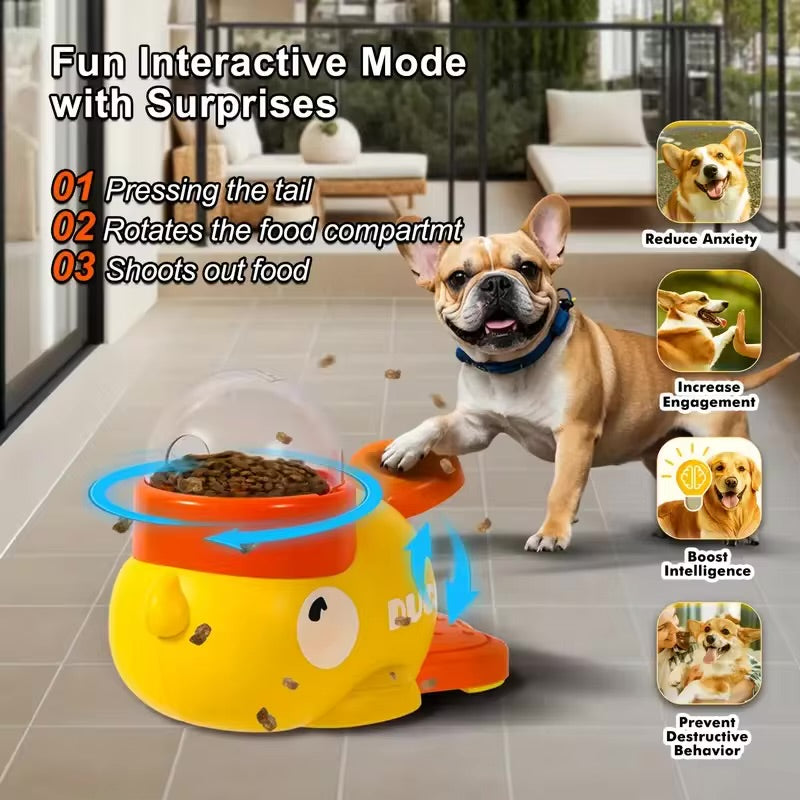 Yellow Duck-Shaped Interactive Dog Treat Dispenser