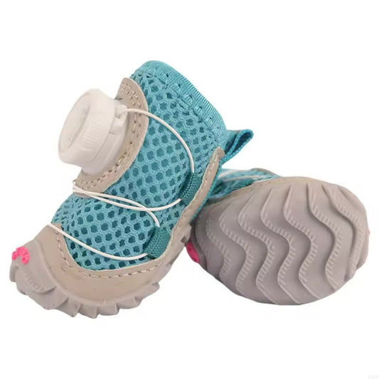 4pcs Lightweight Pet Sneakers – Adjustable Dog & Cat Boots with Oxford Soles