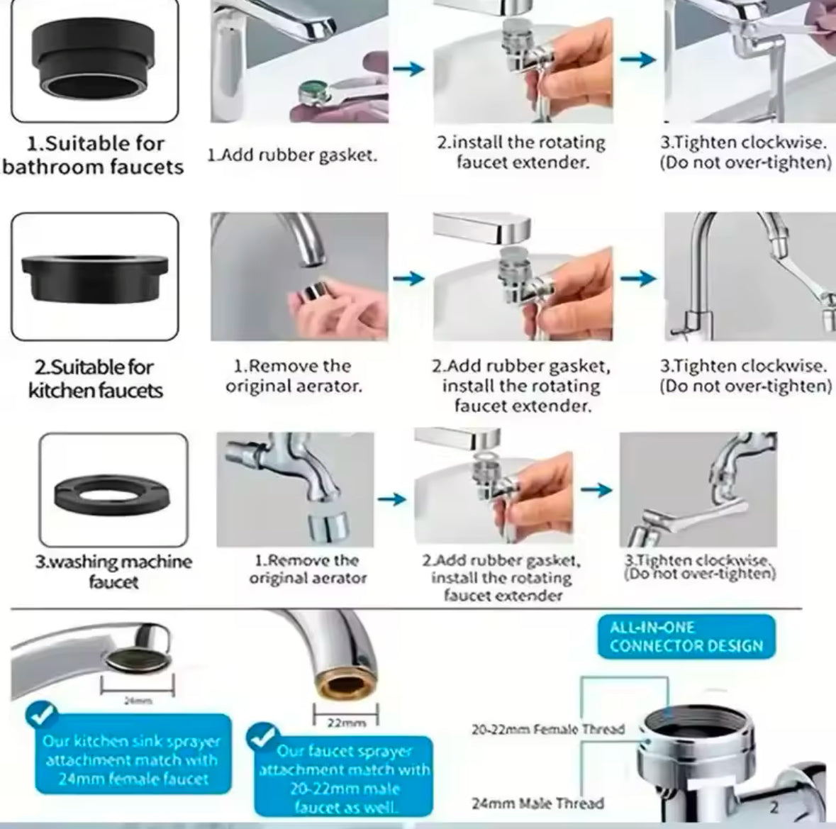 “AquaFlex 360° Multifunctional Copper Bathroom Faucet”