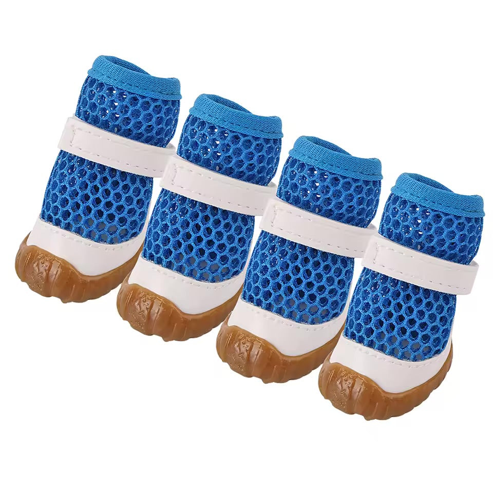 4PCS Non-Slip Breathable Dog Boots – Soft, Summer Pet Shoes