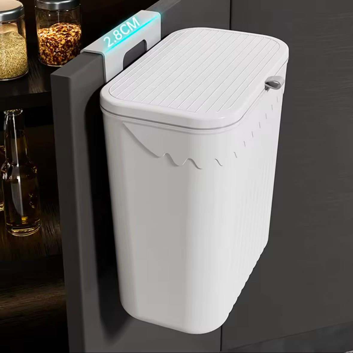 Wall-Mounted Trash Can with Lid – No Drilling