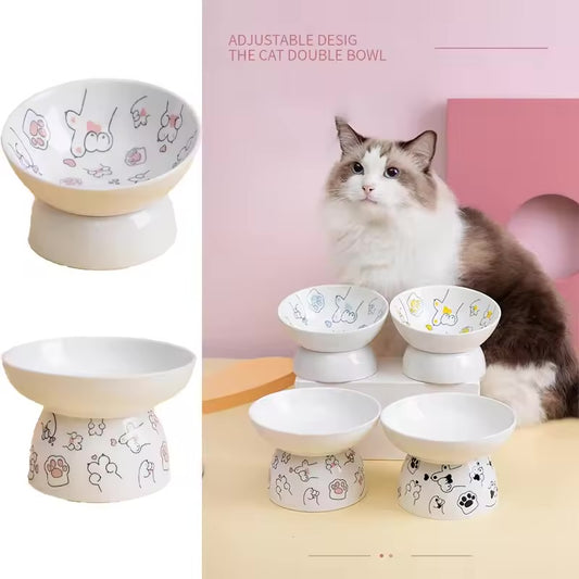 Cat Elevated Ceramic Bowl