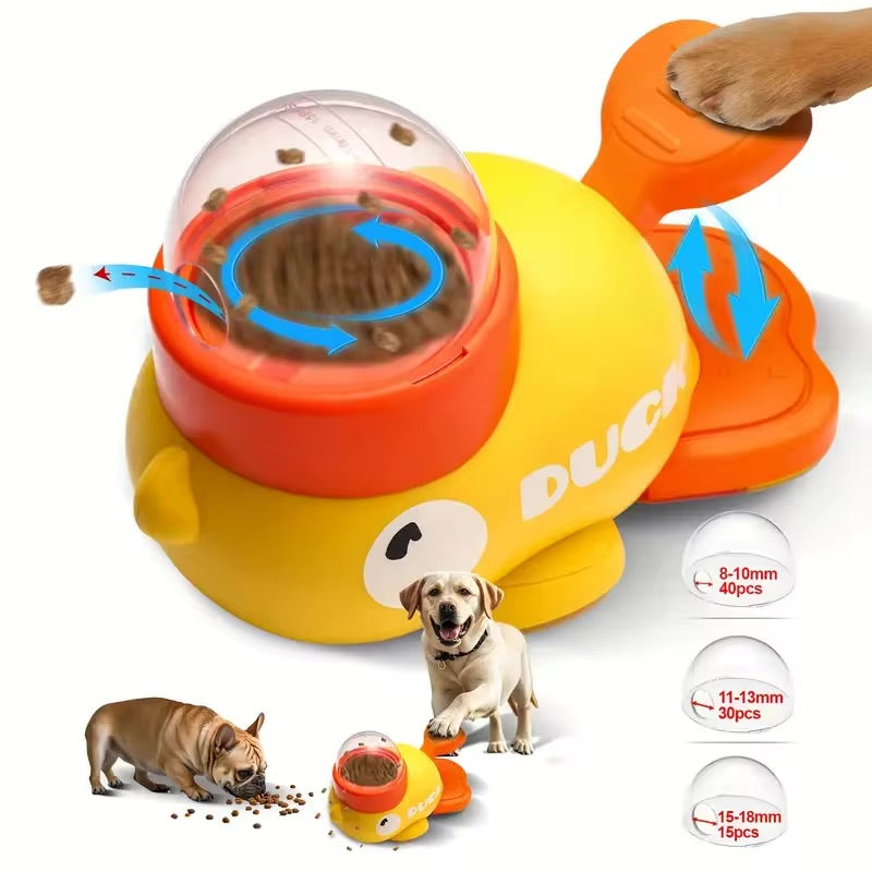 Yellow Duck-Shaped Interactive Dog Treat Dispenser