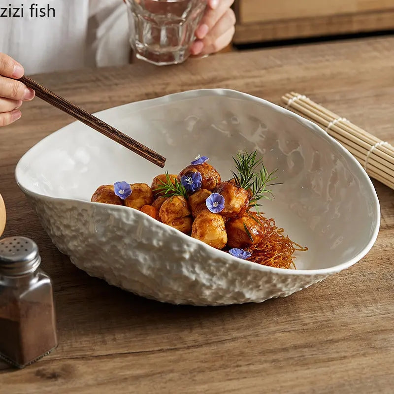 Shell-shaped Edge Ceramic Main Dish Tableware