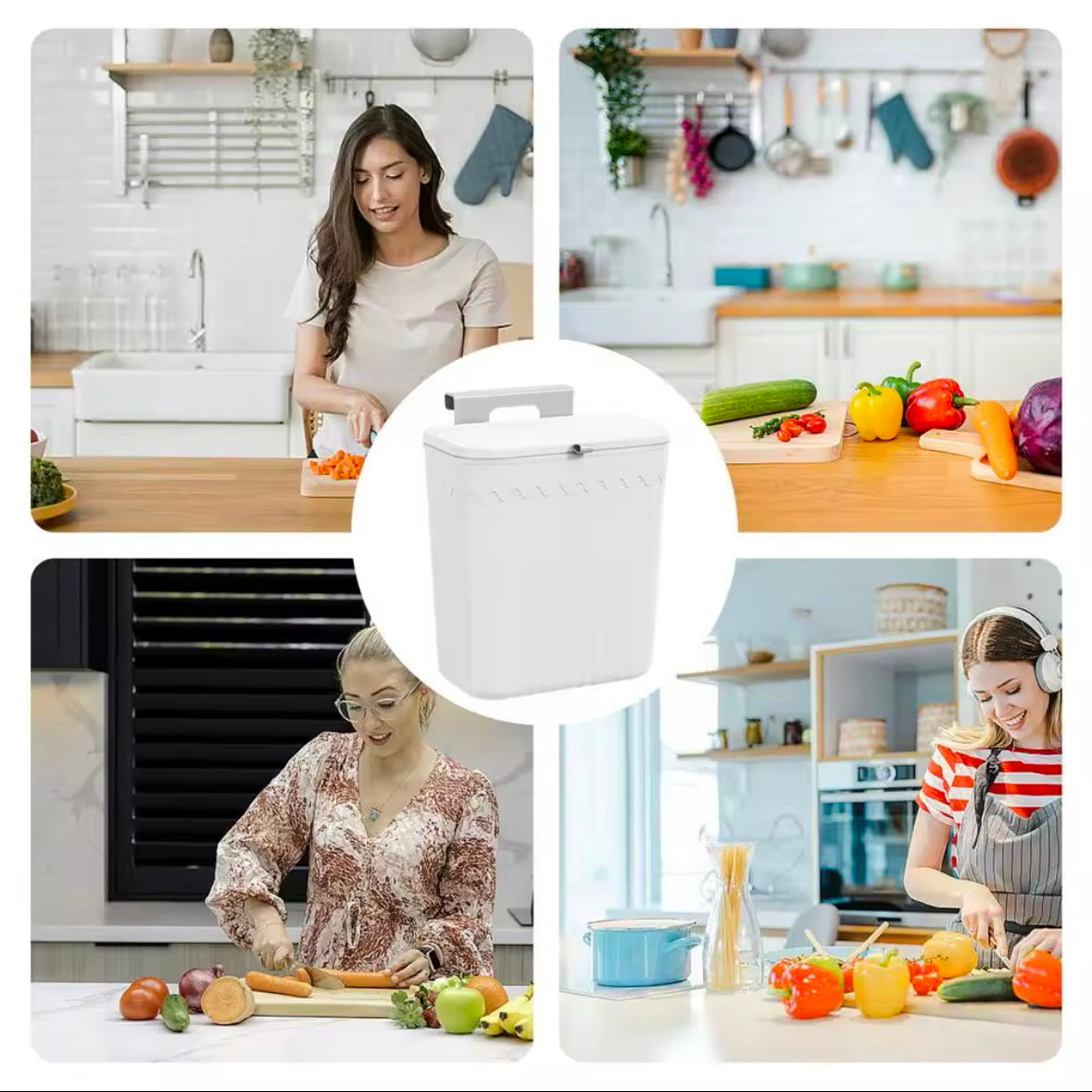 Wall-Mounted Trash Can with Lid – No Drilling