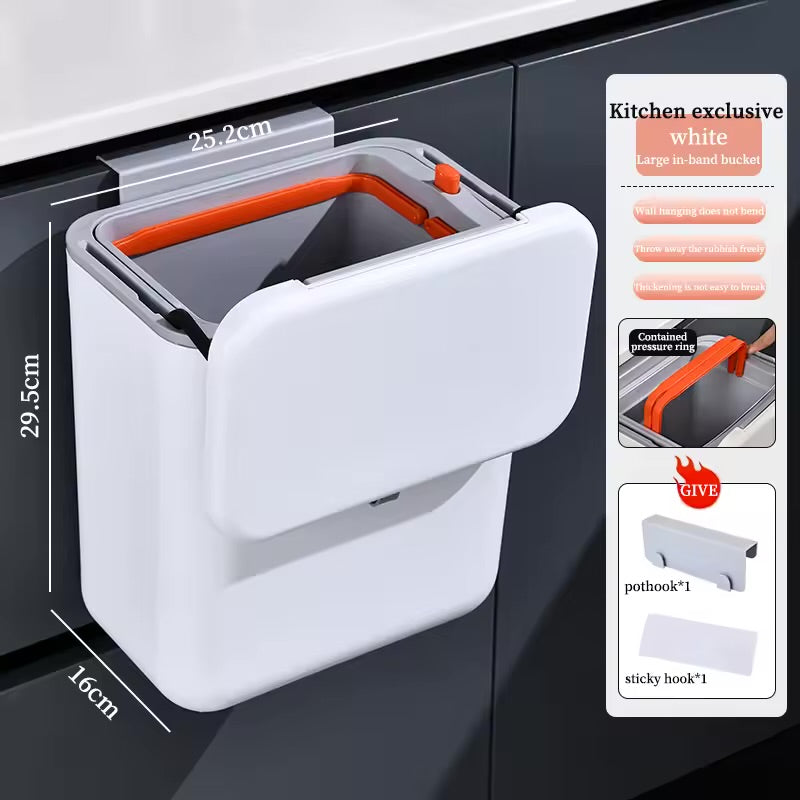 Wall-Mounted Kitchen & Bathroom Garbage Bin (7L/9L)