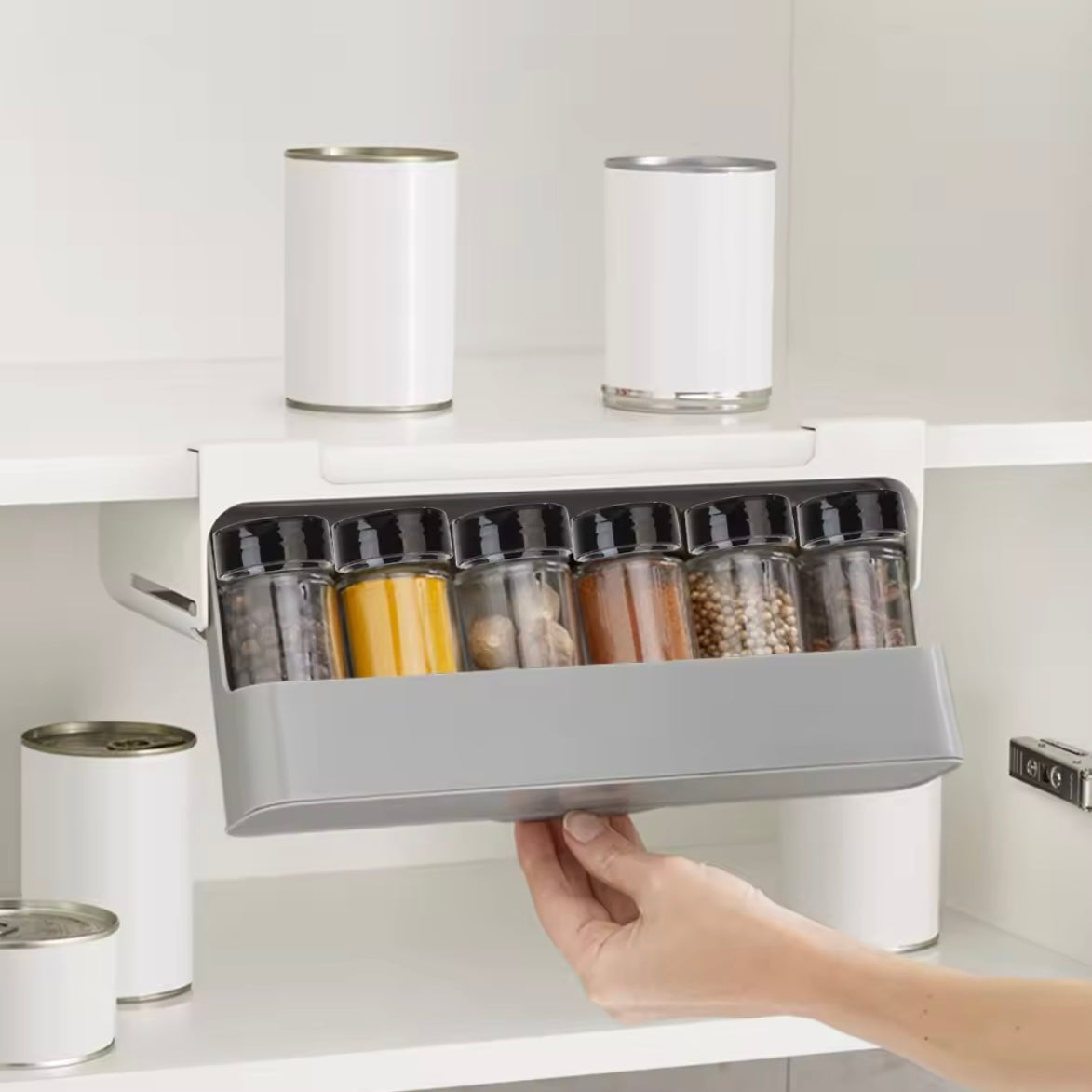 Under-Shelf Hidden Spice Rack – Space-Saving Kitchen Organizer