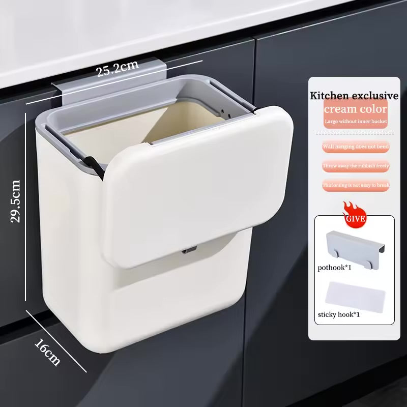 Wall-Mounted Kitchen & Bathroom Garbage Bin (7L/9L)