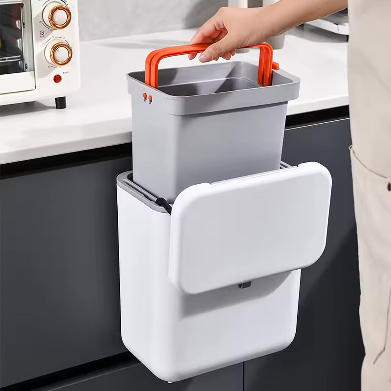 Wall-Mounted Kitchen & Bathroom Garbage Bin (7L/9L)