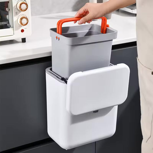 Wall-Mounted Kitchen & Bathroom Garbage Bin (7L/9L)