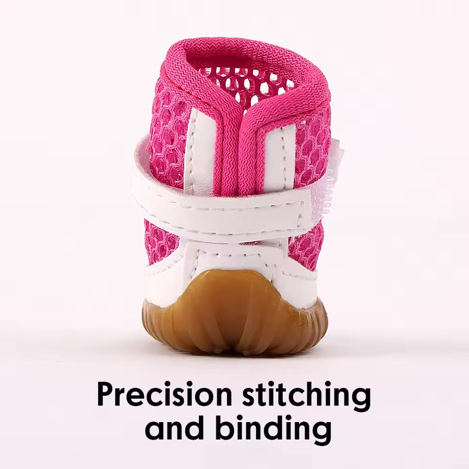 4PCS Non-Slip Breathable Dog Boots – Soft, Summer Pet Shoes