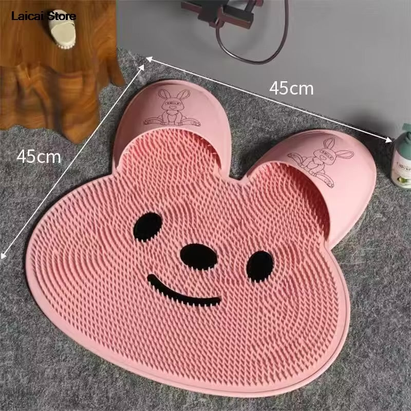 Silicone Rabbit Foot Rubbing Bathroom Anti-slip Mat