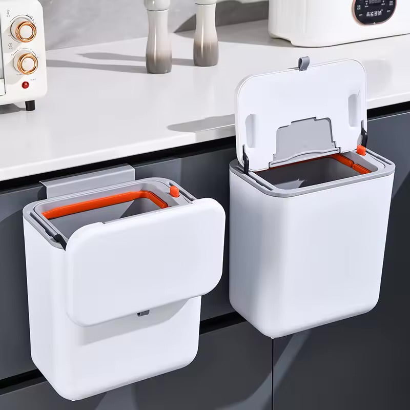 Wall-Mounted Kitchen & Bathroom Garbage Bin (7L/9L)