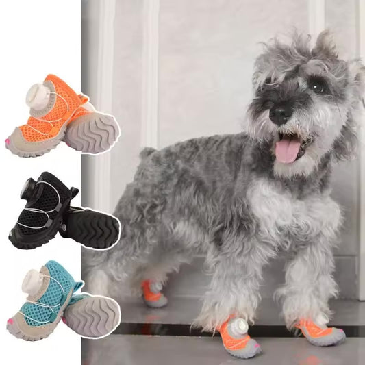 4pcs Lightweight Pet Sneakers – Adjustable Dog & Cat Boots with Oxford Soles