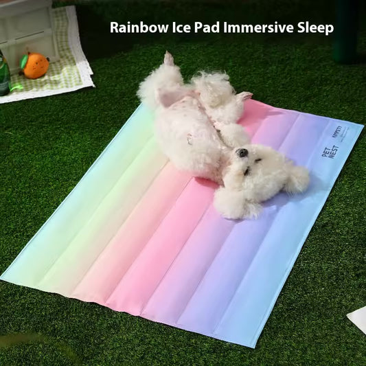 Pet Cool Ice Nest Mat – Rainbow Gradient Summer Bed
