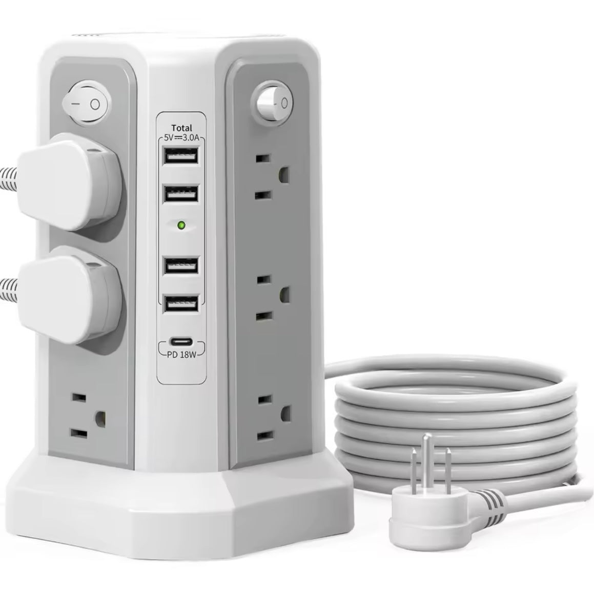 10FT Power Strip Tower/ Surge Protector