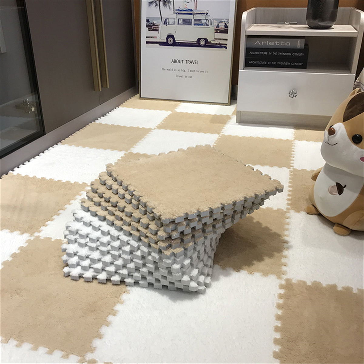 Striped splicing carpet floor mat